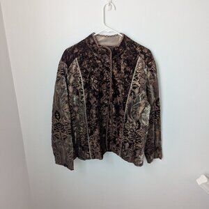 Chico's Women's Shades of Brown Velvet Fabric Button Jacket, 3 (XL, 16)